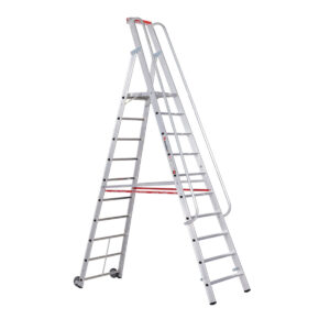 Euroline Alu-Stufenstehleiter mit großer Standplattform (Rutschhemmung R13) Nr. 32677 1x10 günstig kaufen