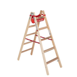 Euroline Holz-Sprossenleiter Nr. 10504 2x5 mit Comfort-Breitsprosse und Eimerhaken günstig kaufen