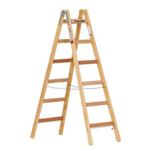 Euroline Holz-Sprossenstehleiter Nr. 10501 2x6 mit Eimerhaken günstig kaufen