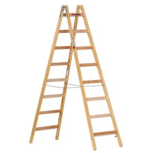 Euroline Holz-Sprossenstehleiter Nr. 10501 2x8 mit Eimerhaken günstig kaufen