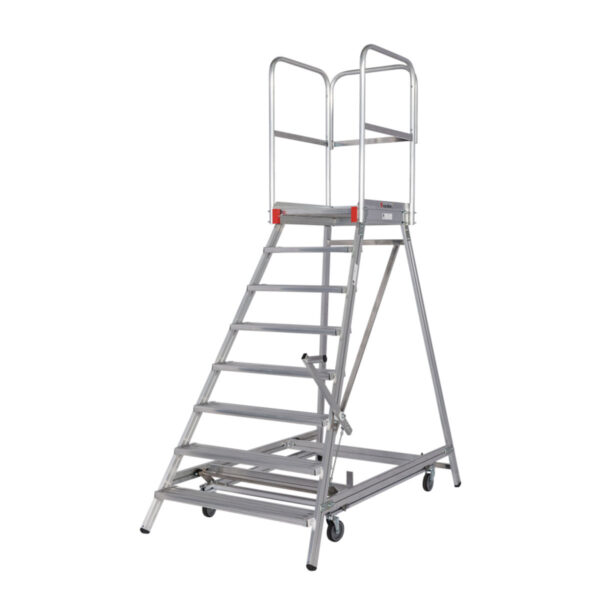 Euroline Mobile Podesttreppe / Podestleiter einseitig begehbar mit Zentralfeststellung* Nr. 51503 8 Stufen günstig kaufen