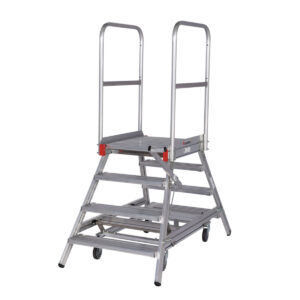 Euroline Mobile Podesttreppe / Podestleiter zweiseitig begehbar mit Zentralfeststellung* Nr. 51603 2x4 Stufen günstig kaufen
